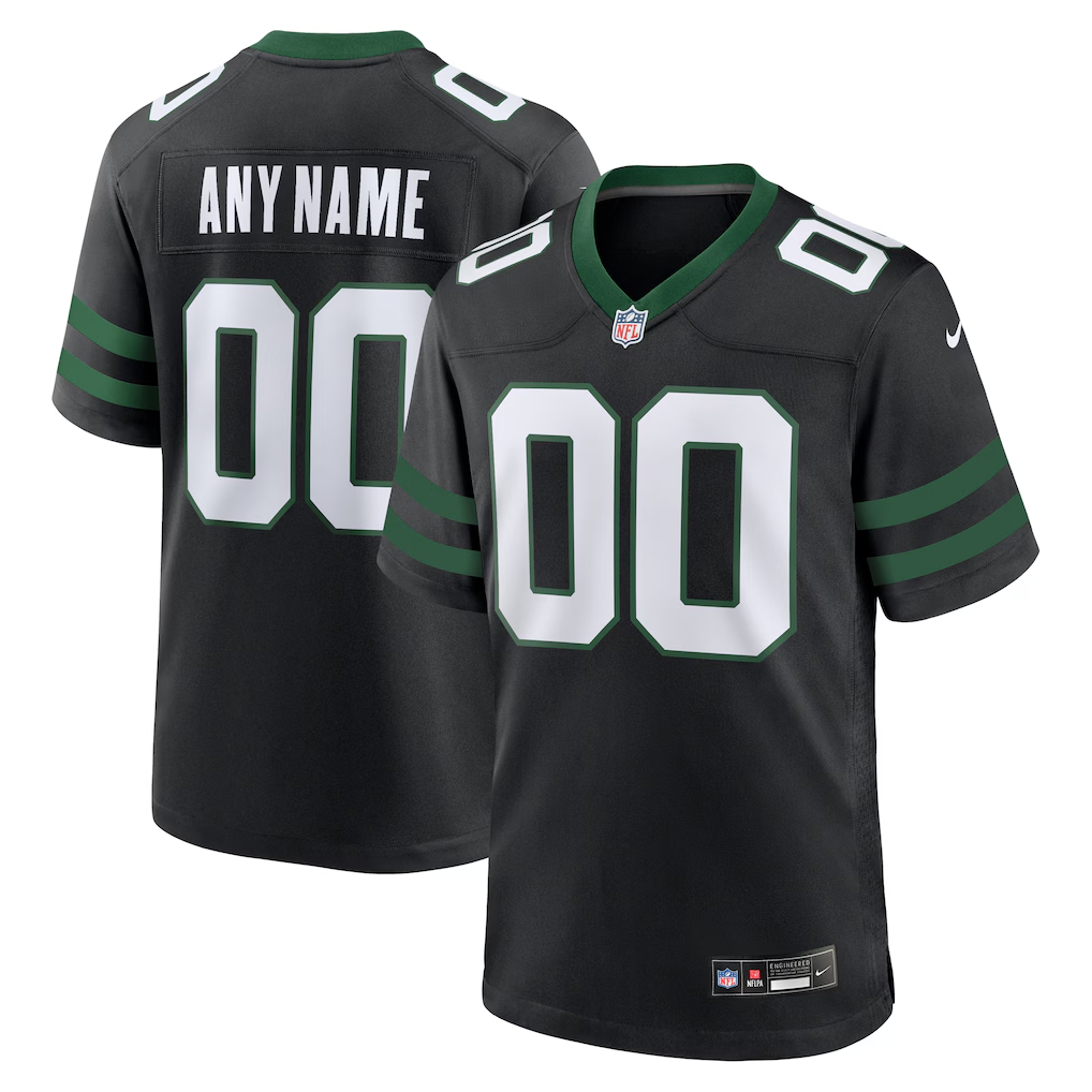 Mens New York Jets Legacy Black Alternate Custom Game Jersey