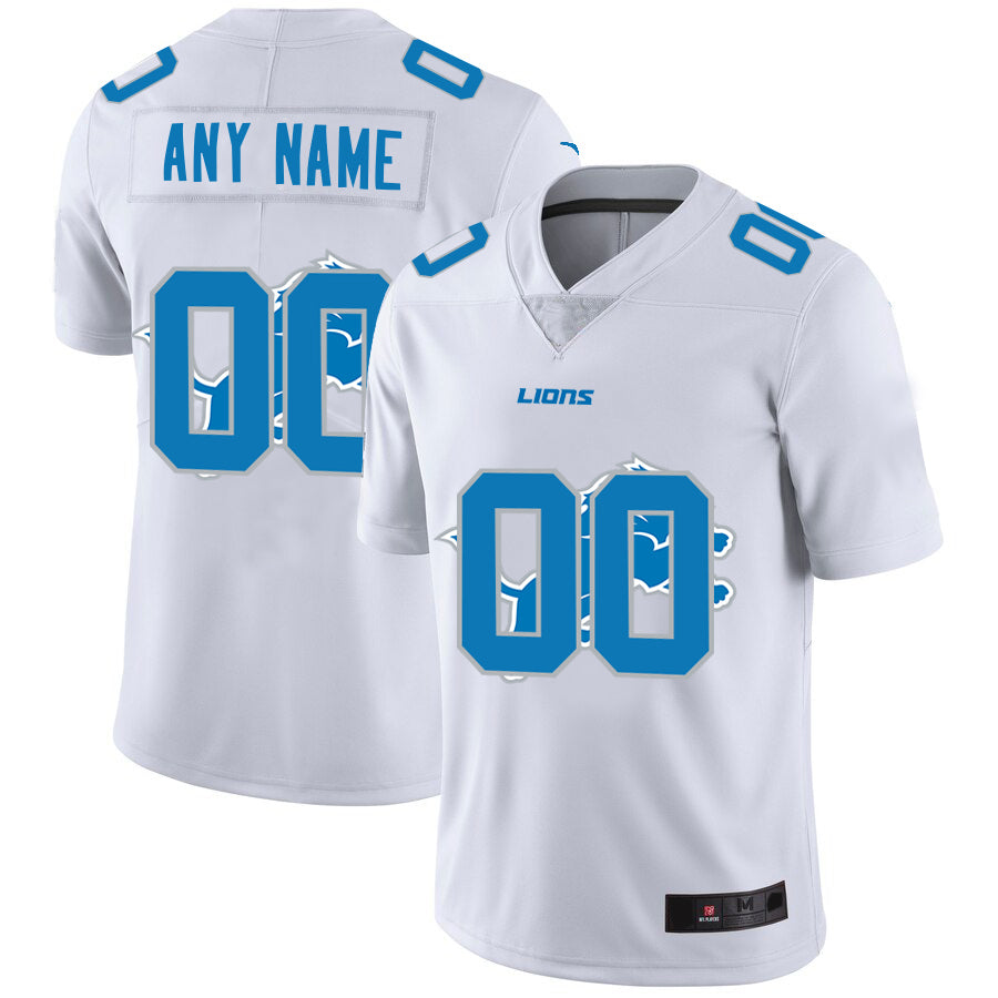 Custom Detroit Lions White Team Big Stitched Limited Stitched Jerseys