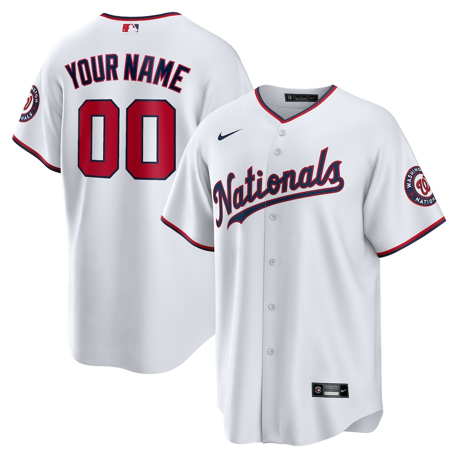 Mens Washington Nationals White Replica Custom Jersey