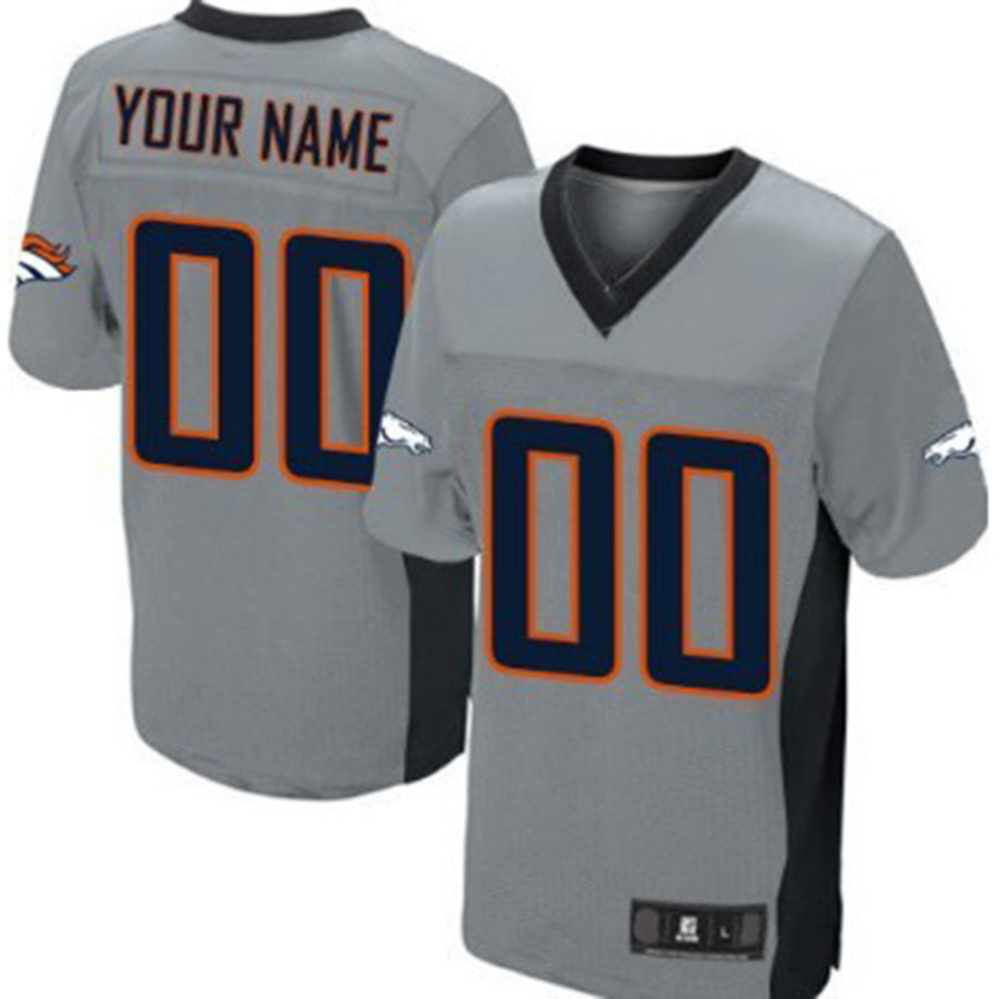 Custom Denver Broncos Gray Shadow Elite Jersey Stitched Jerseys