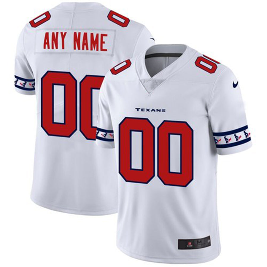 Custom Houston Texans White Team Stitched Limited Stitched Jerseys