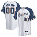 Custom Atlanta Braves Peaches n Cream Alternate Jersey Navy