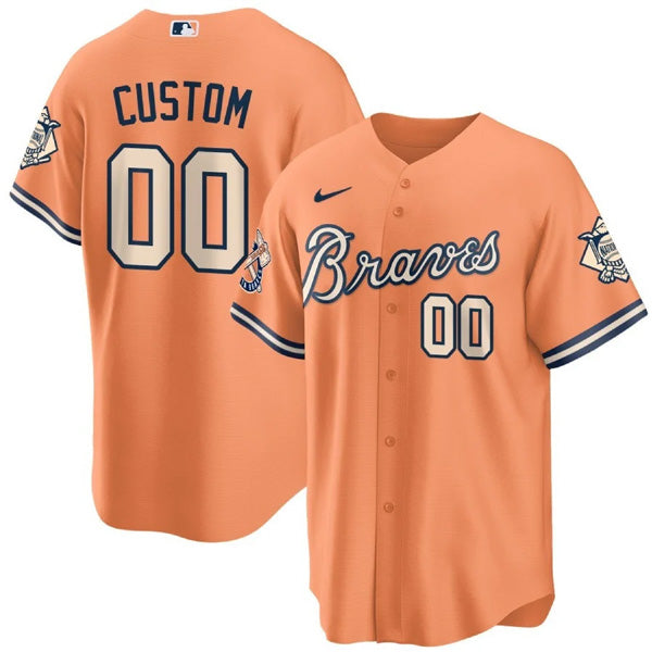 Custom Atlanta Braves Peaches n Cream Jersey Peach