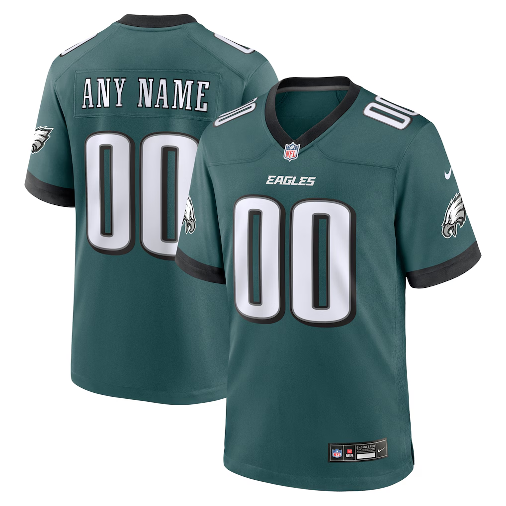 Mens Philadelphia Eagles Midnight Green Custom Game Jersey