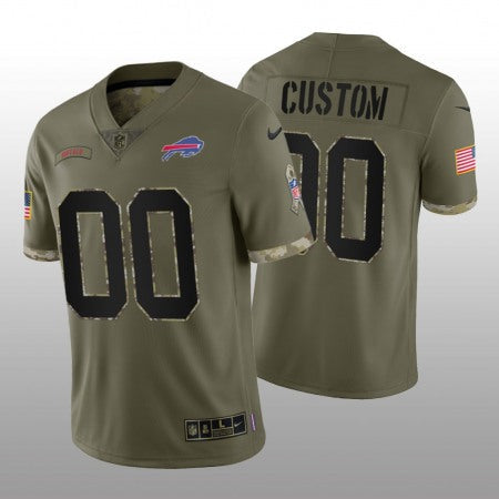 Mens Buffalo Bills Custom Olive 2022 Salute To Service Limited Stitched Jersey