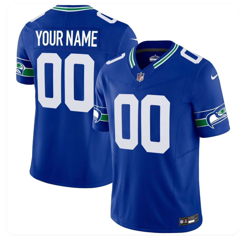 Seahawks Throwback Gold Stitched Limited Custom Jersey All Stitched