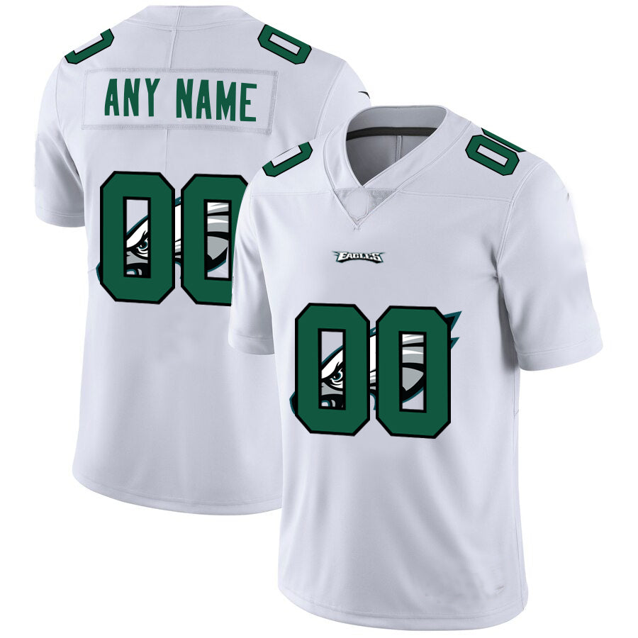 Custom Philadelphia Eagles White Team Big Stitched Limited Stitched Jerseys