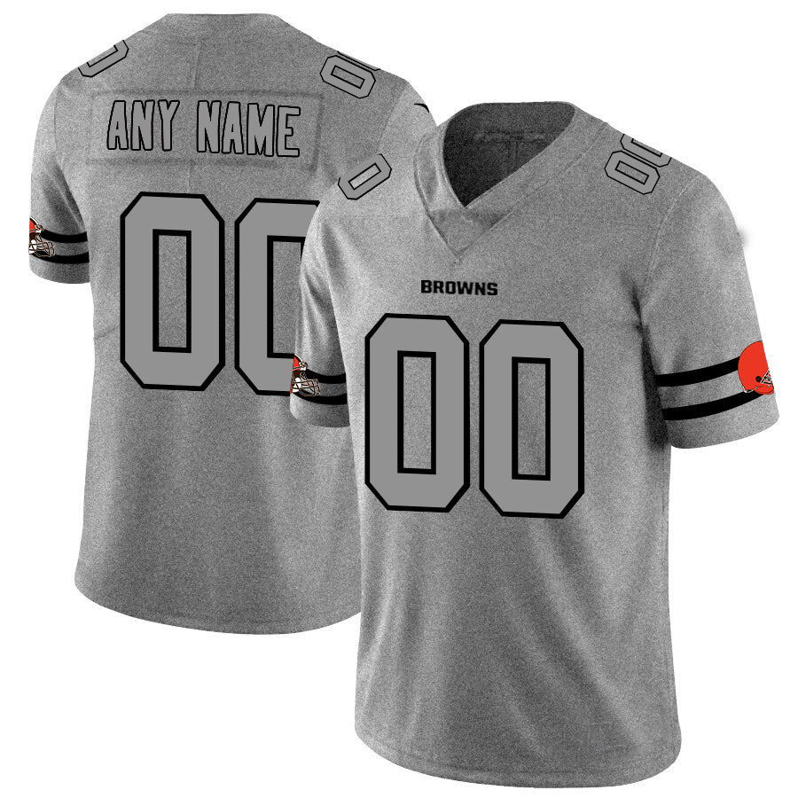 Custom Cleveland Browns 2019 Gray Gridiron Gray Stitched Limited Stitched Jerseys
