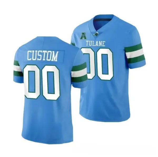 Custom Tulane Green Wave Jersey Blue