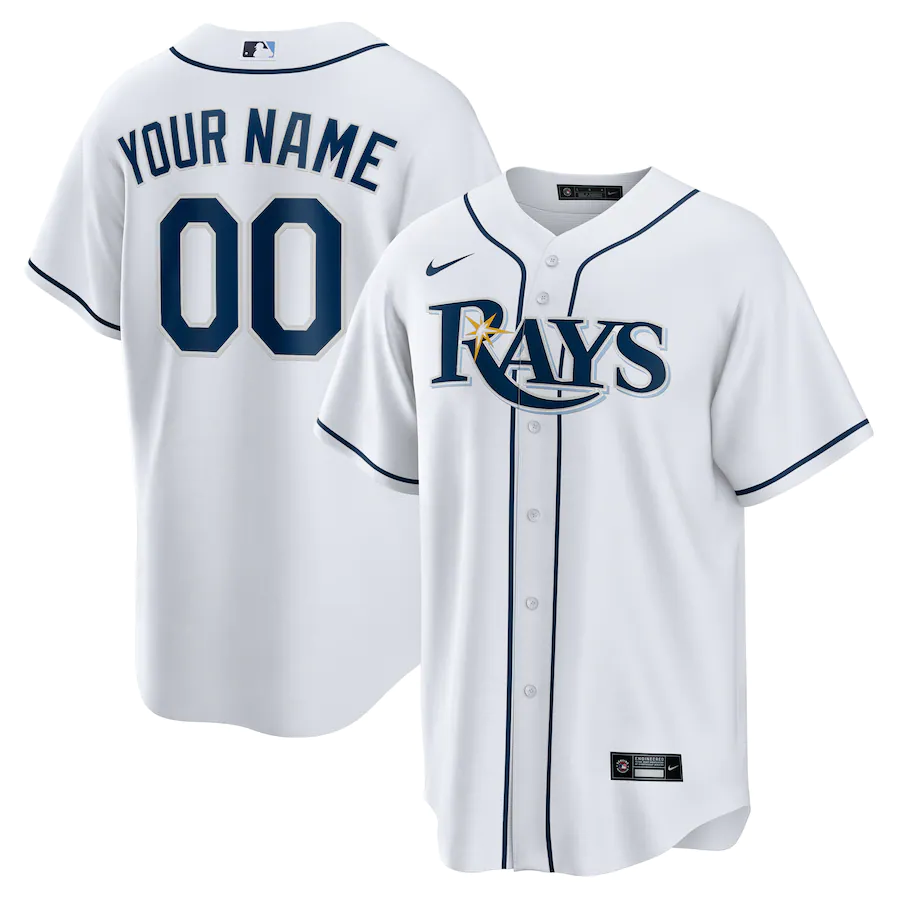 Mens Tampa Bay Rays White Home Replica Custom Jersey