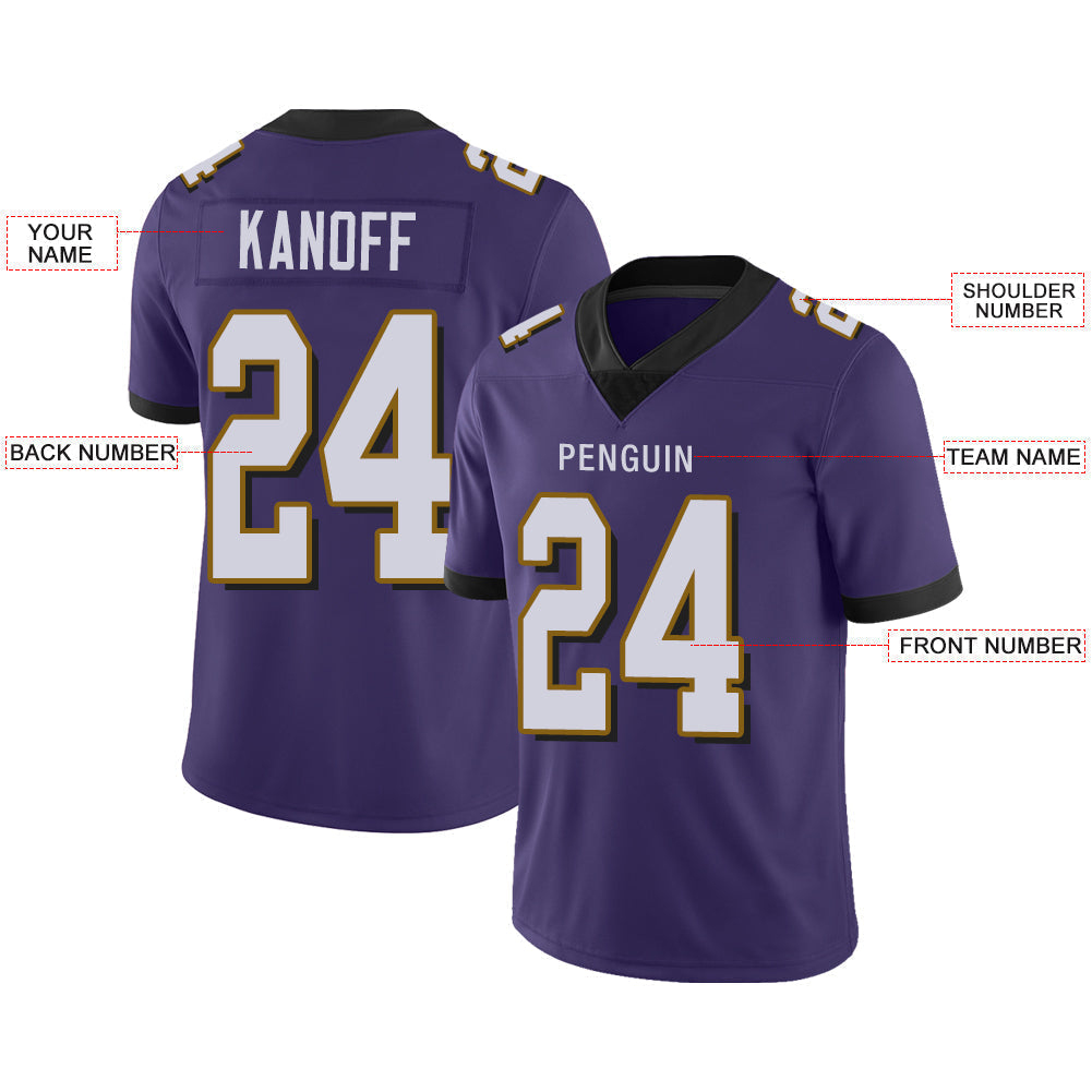 Custom B.Raven Mens American Purple Stitched Limited Stitched Football Jersey