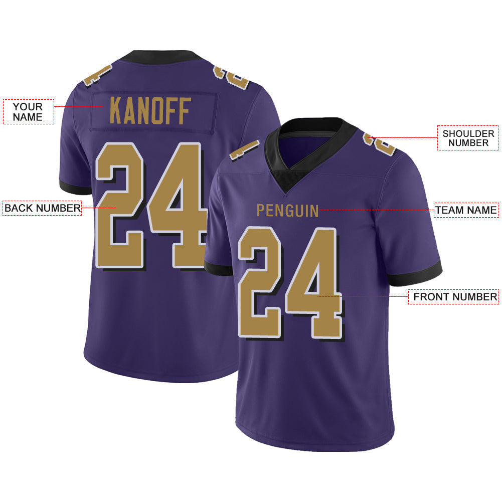 Custom B.Raven Mens American Purple Color Rush Stitched Limited Stitched Football Jersey