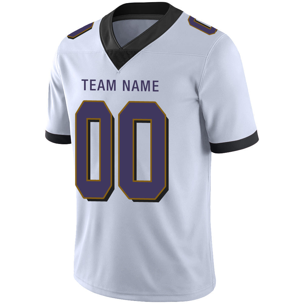 Custom B.Raven Mens American White Stitched Limited Stitched Football Jersey