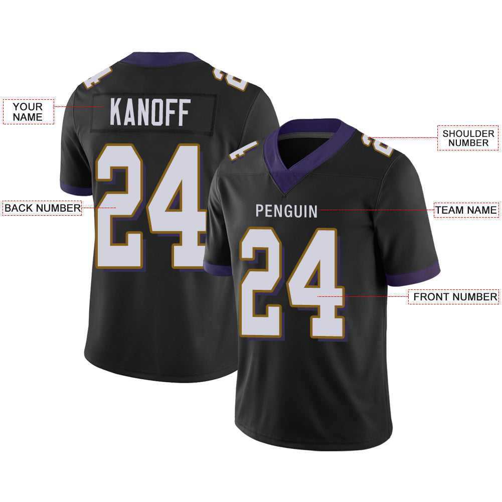 Custom B.Raven Mens American Black Stitched Limited Stitched Football Jersey