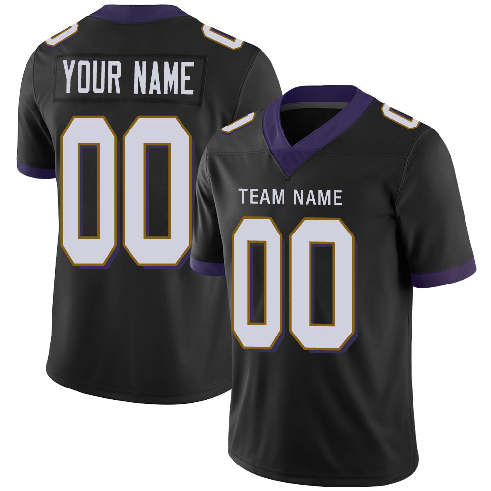 Custom B.Raven Mens American Black Stitched Limited Stitched Football Jersey