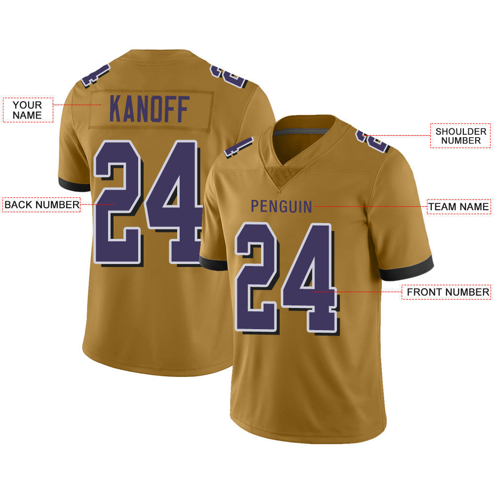 Custom B.Raven Mens American Gold Fashion Stitched Limited Stitched Football Jerseys