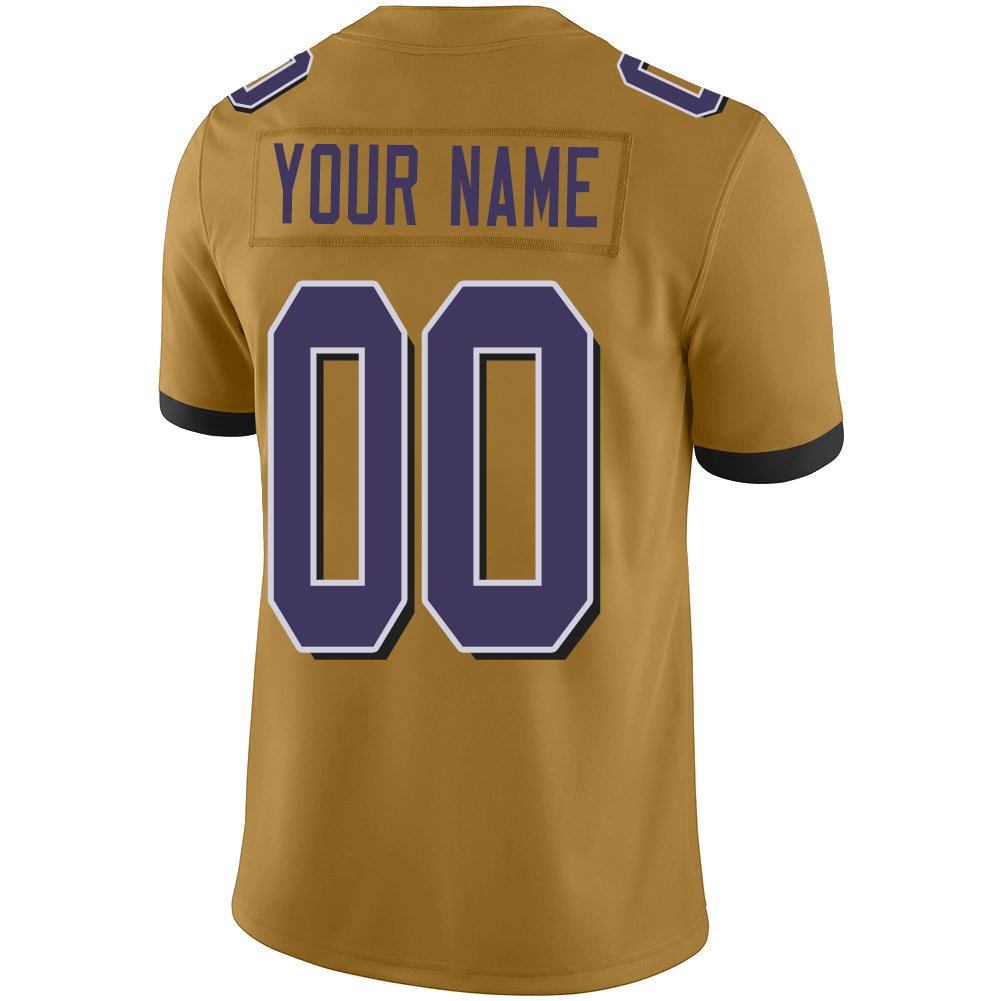 Custom B.Raven Mens American Gold Fashion Stitched Limited Stitched Football Jerseys