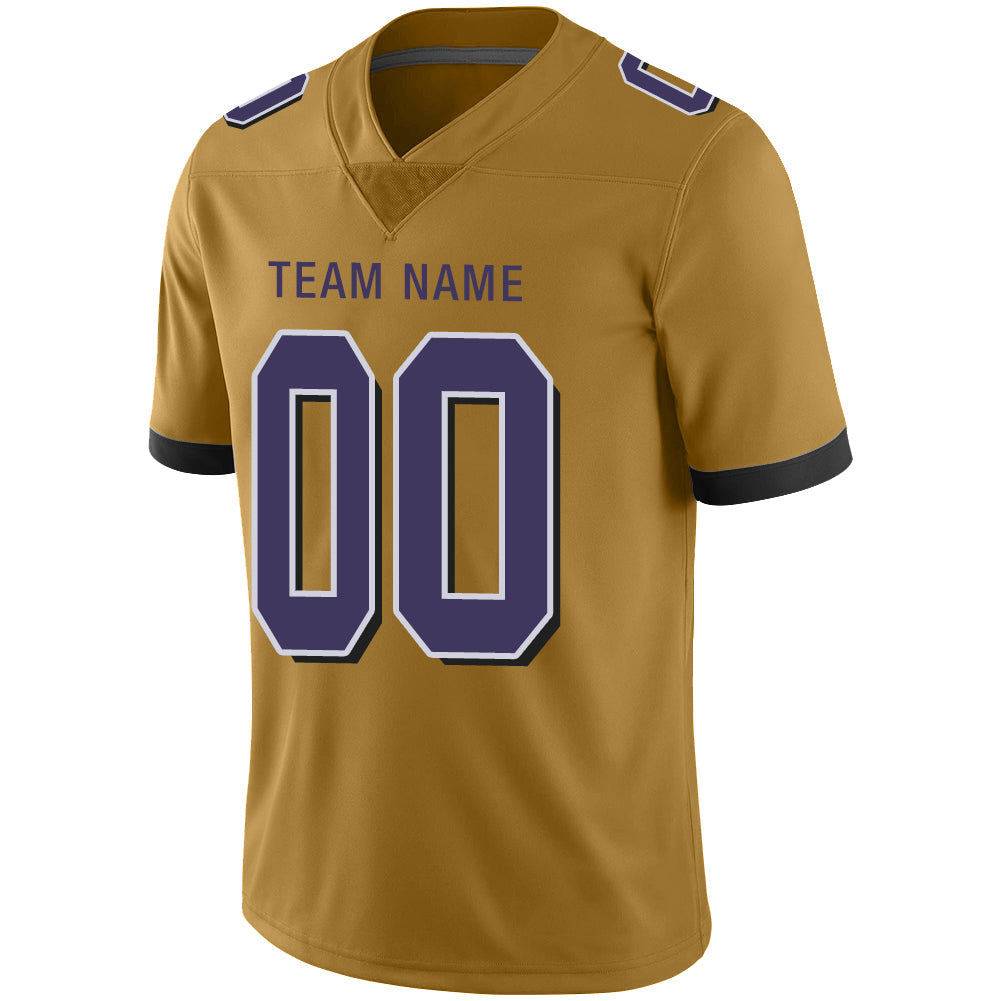 Custom B.Raven Mens American Gold Fashion Stitched Limited Stitched Football Jerseys