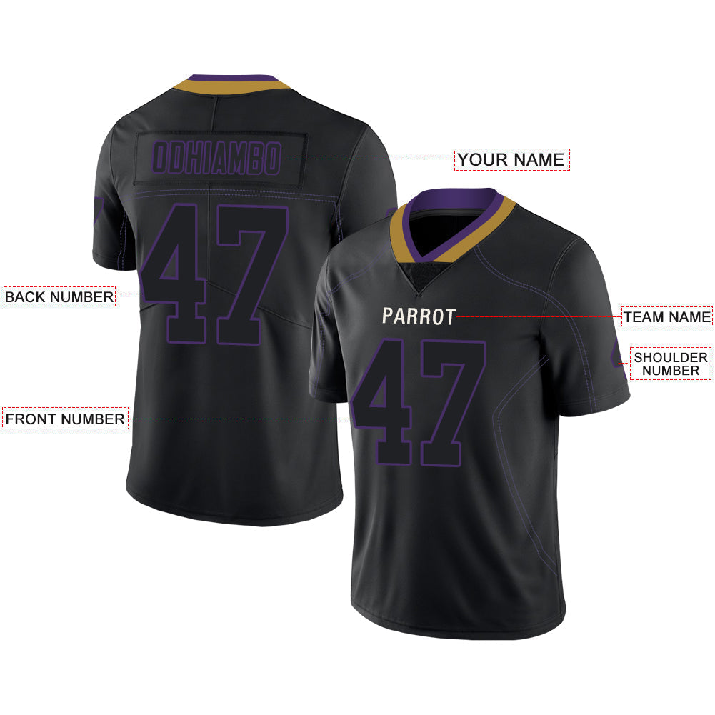 Custom B.Ravens Mens American Black Fashion Stitched Limited Stitched Football Jerseys