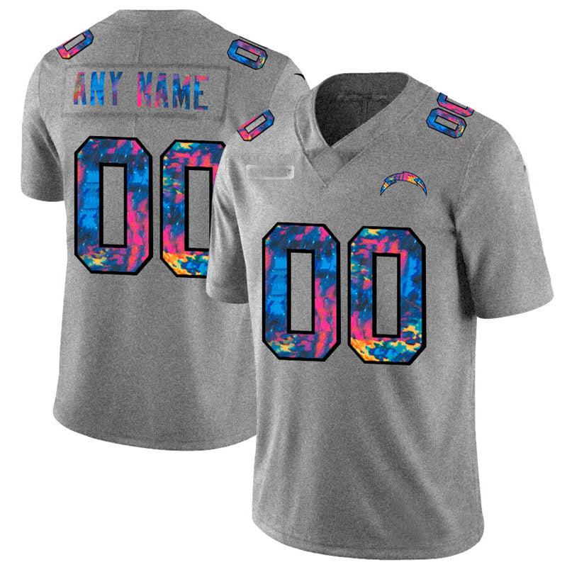 Custom Los Angeles Chargers 2020 Crucial Catch Stitched Limited Jersey Grey Stitched Jerseys