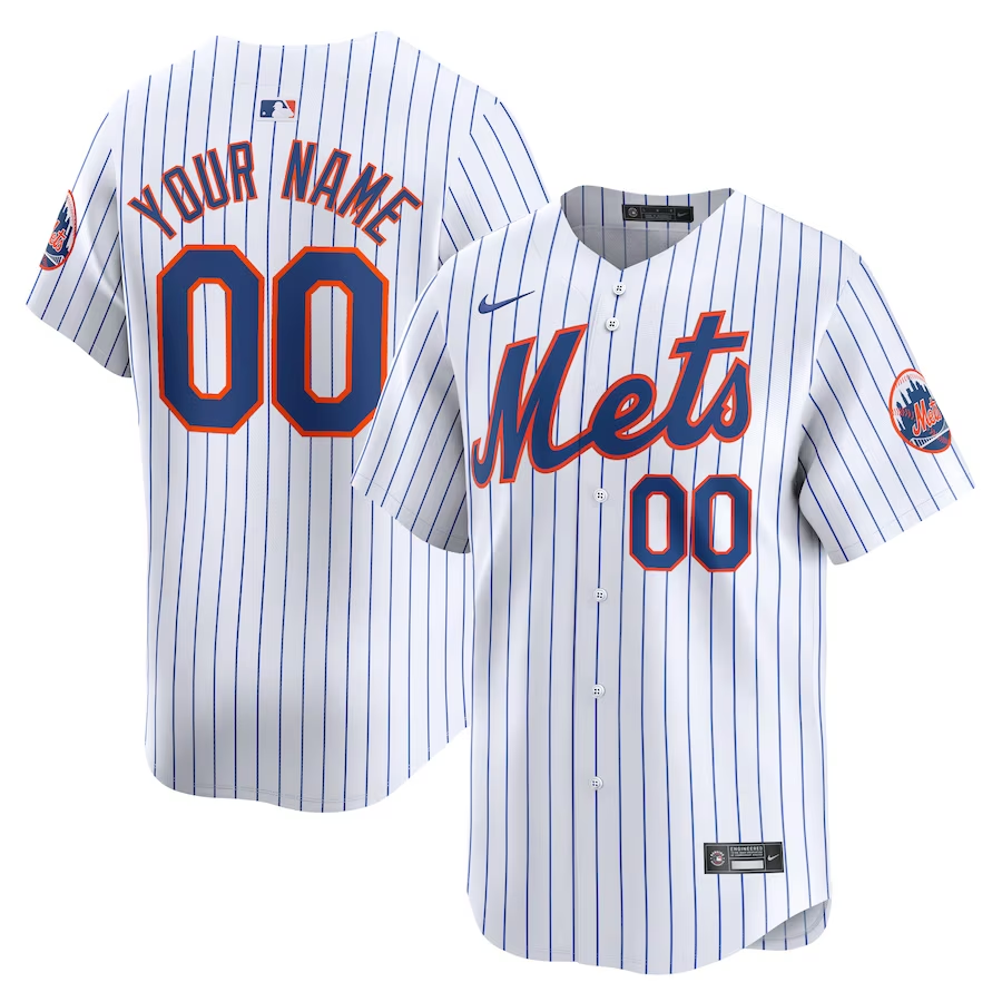 Mens New York Mets White Home Limited Custom Jersey