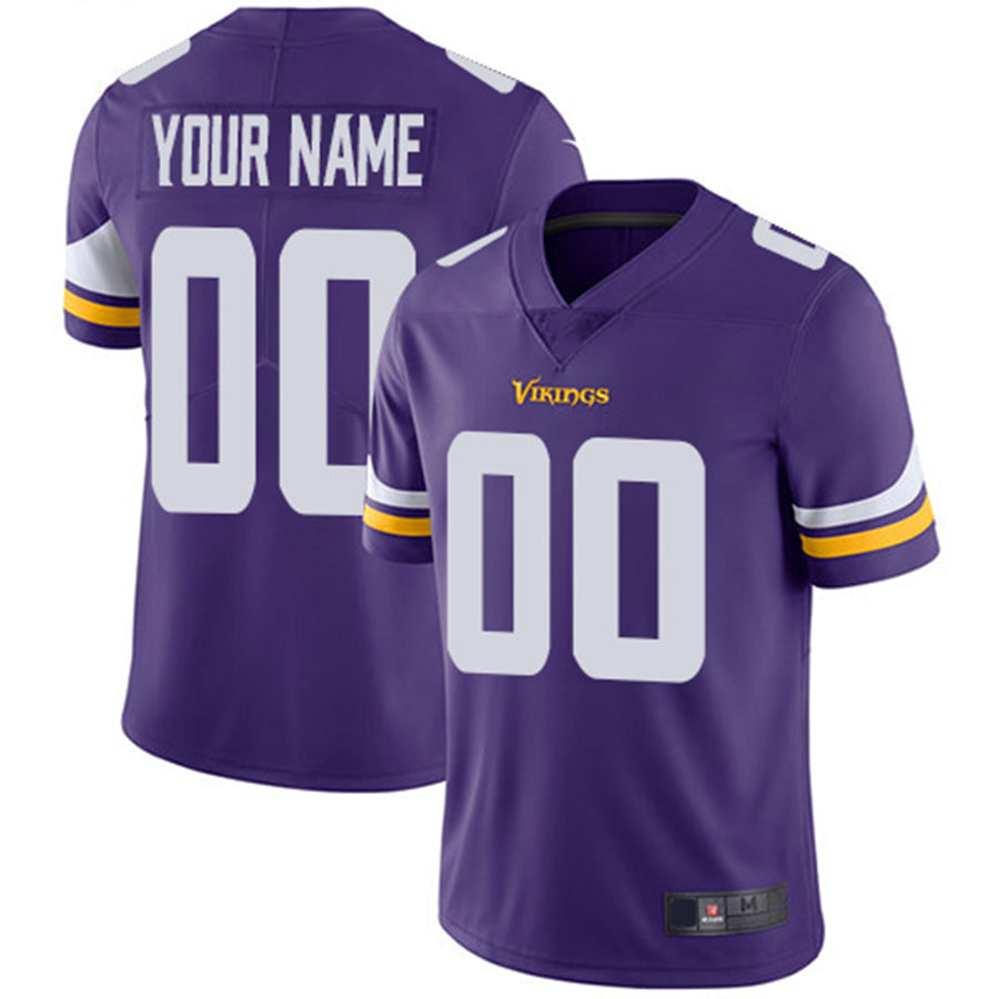 Custom Minnesota Vikings Home Purple Stitched Limited Stitched Jerseys
