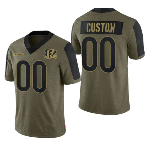 Custom2 Cincinnati Bengals Olive 2021 Salute To Service Limited Jersey Name And Number American Stitched Football Jerseys