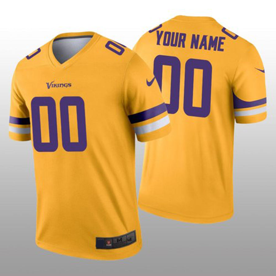 Custom Minnesota Vikings Gold Inverted Legend Stitched