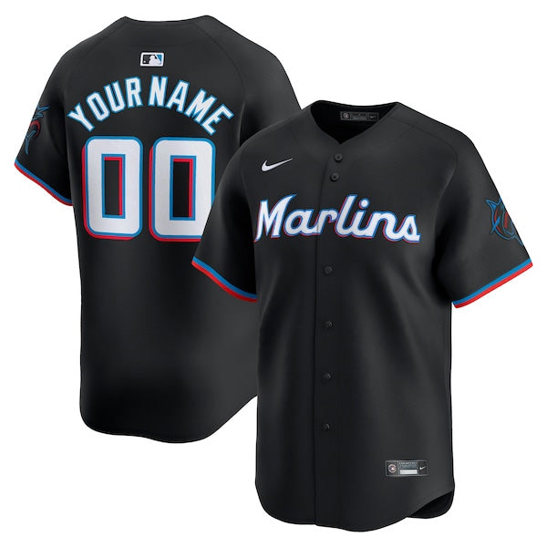 Custom Miami Marlins Alternate Limited Jersey Black