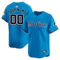 Custom Miami Marlins Alternate Limited Jersey Blue