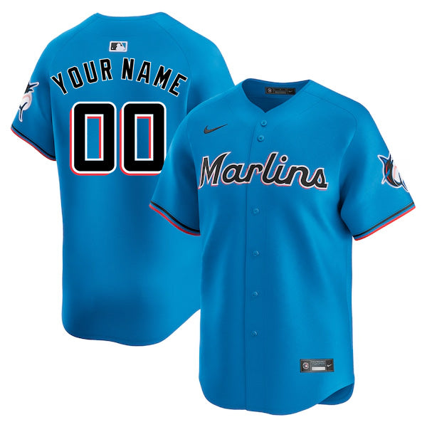 Custom Miami Marlins Alternate Limited Jersey Blue