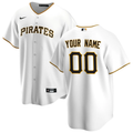 Mens Pittsburgh Pirates White Home Replica Custom Jersey