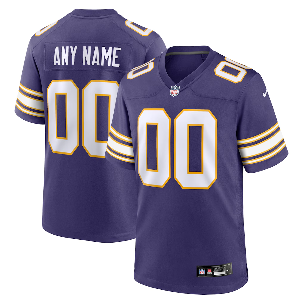 Mens Minnesota Vikings Purple Classic Custom Game Jersey