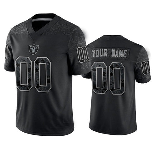 Custom2 Las Vegas Raiders Black Reflective Limited Stitched Jerseys