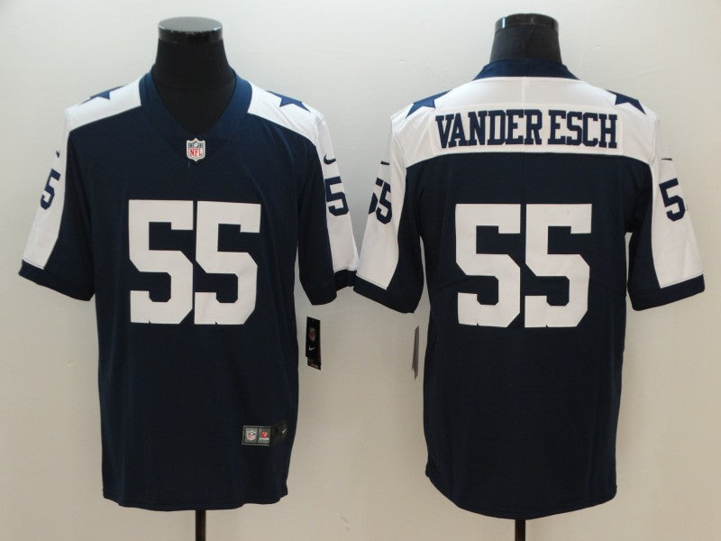 Mens Dallas Cowboys Leighton Vander Esch #55 Navy Alternate Custom Game Jersey