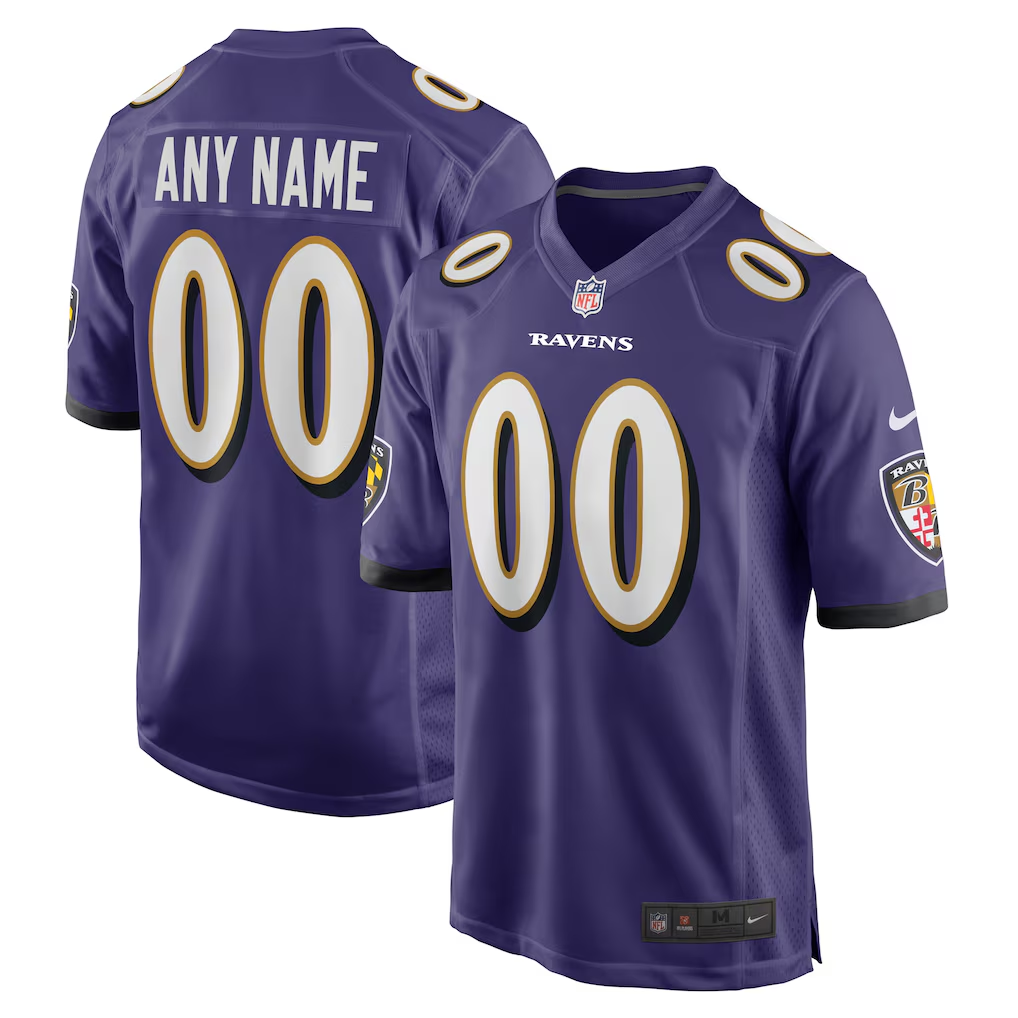 Mens Baltimore Ravens Purple Custom Game Jersey