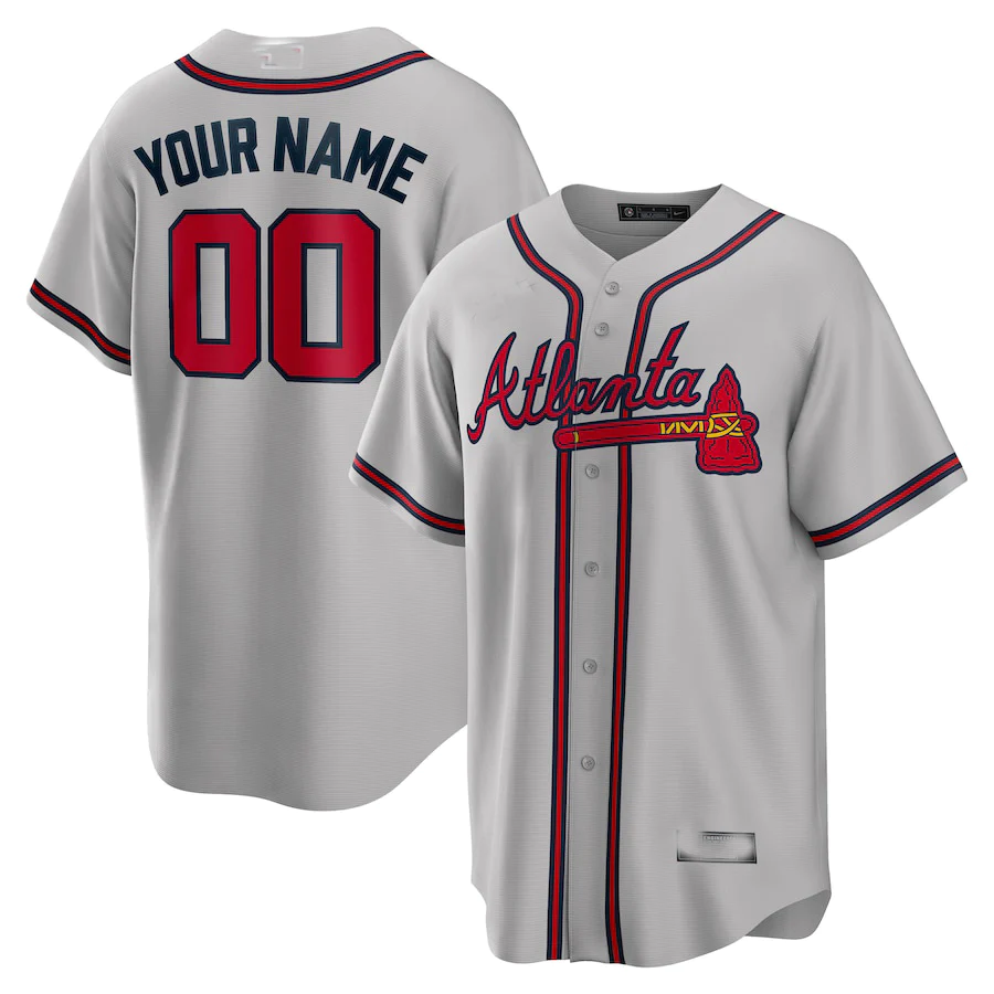 Mens Atlanta Braves Gray Replica Custom Jersey