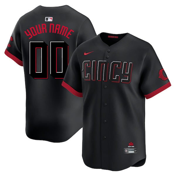 Custom Cincinnati Reds City Connect Jersey Black