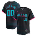 Custom Miami Marlins 2025 City Connect Limited Jersey Black