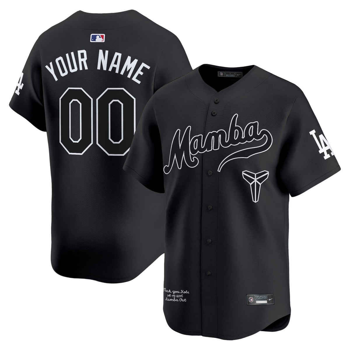 Custom Los Angeles Dodgers Kobe Honor Jersey Black