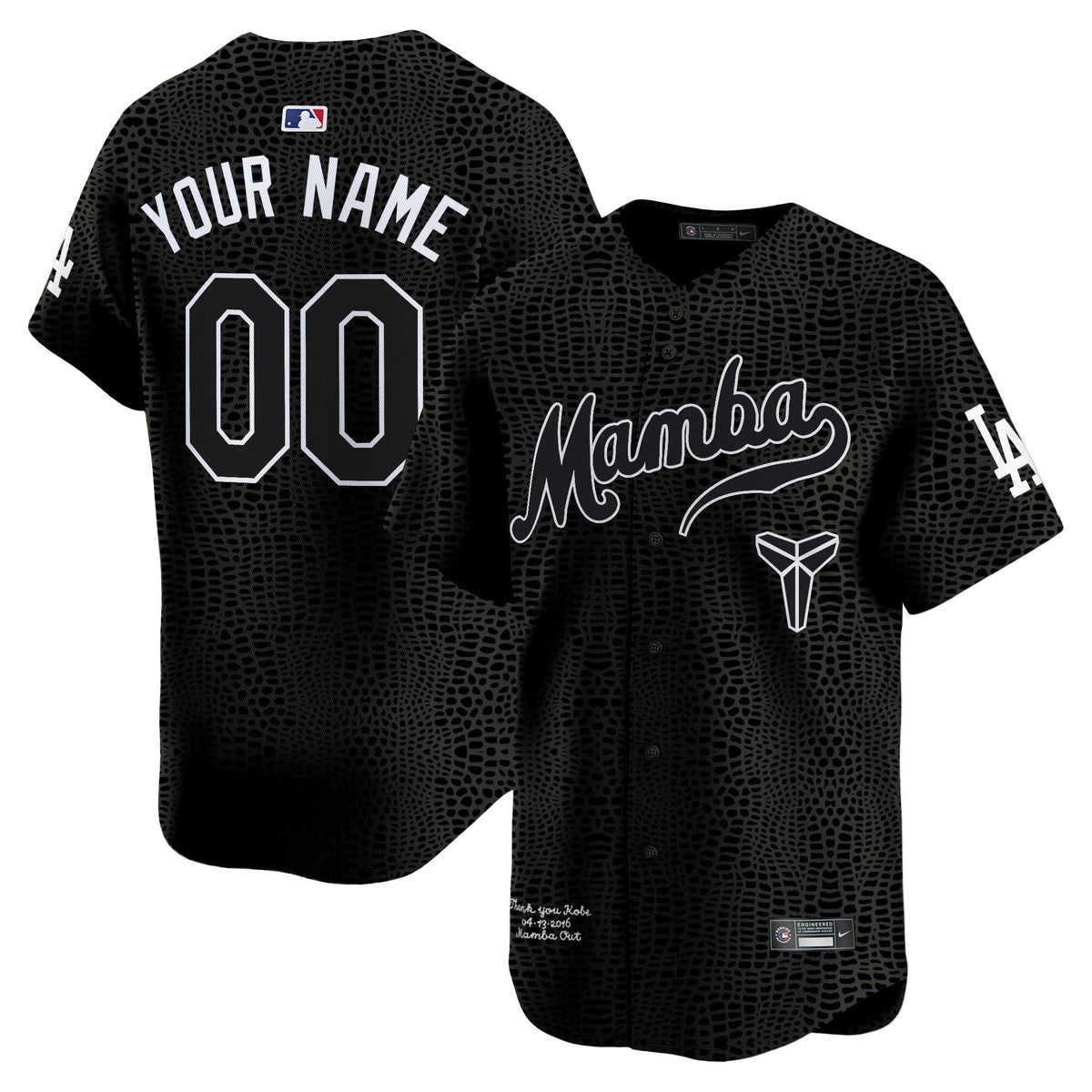 Custom Los Angeles Dodgers Kobe Honor Jersey Black Mamba