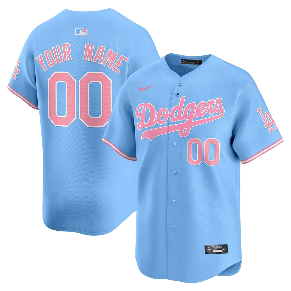 Custom Los Angeles Dodgers Bubblegum Jersey Light Blue