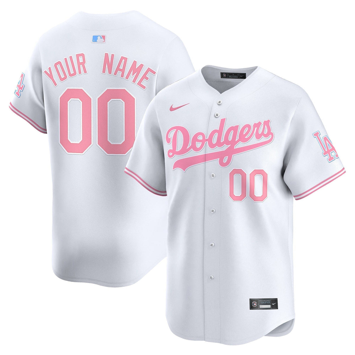 Custom Los Angeles Dodgers Bubblegum Jersey White