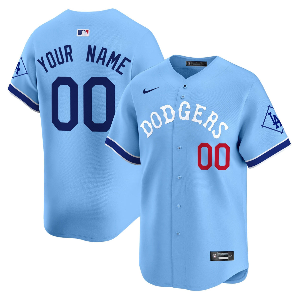 Custom Los Angeles Dodgers Dodgers Tribute Jersey Light Blue