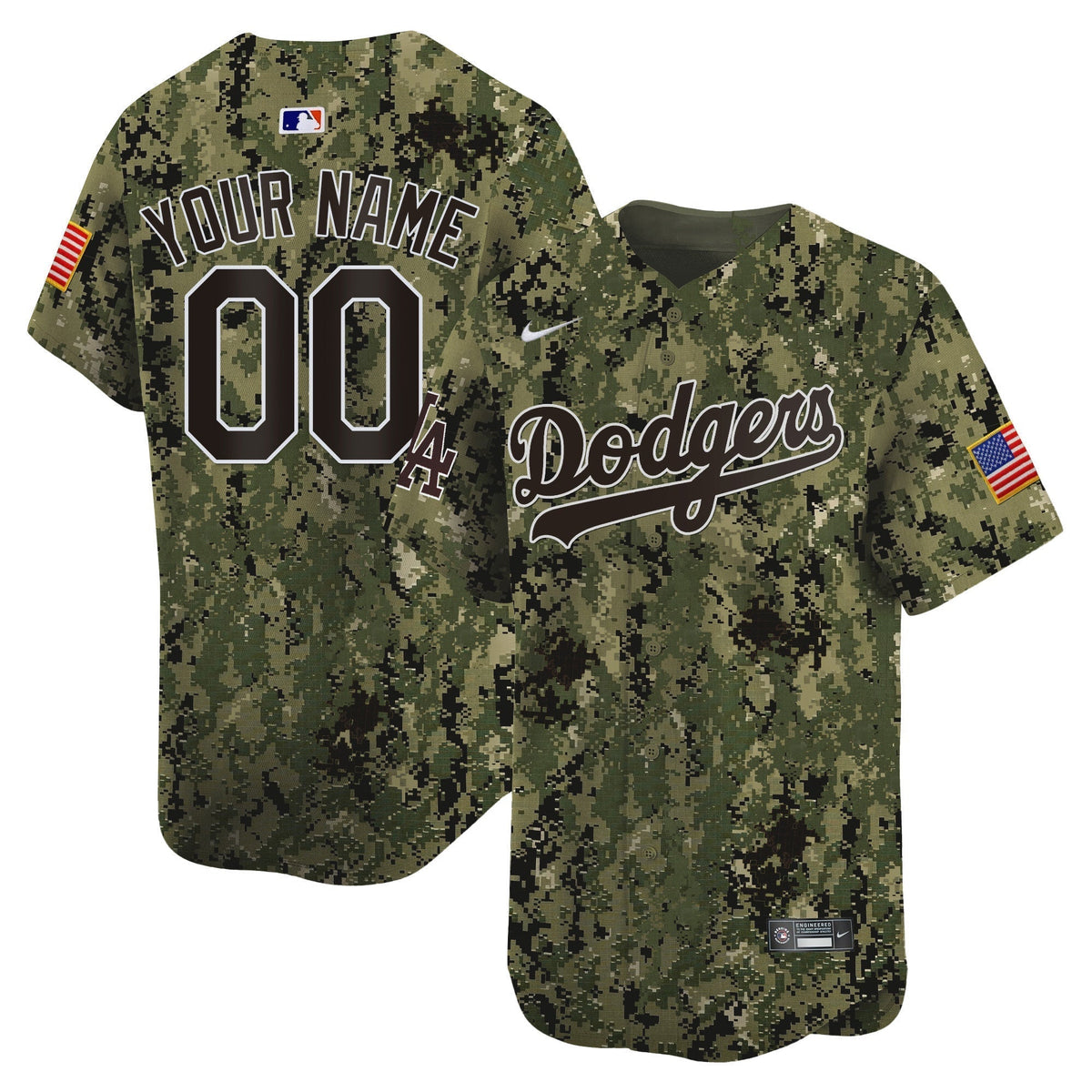 Custom Los Angeles Dodgers USMC Jersey Woodland Camo