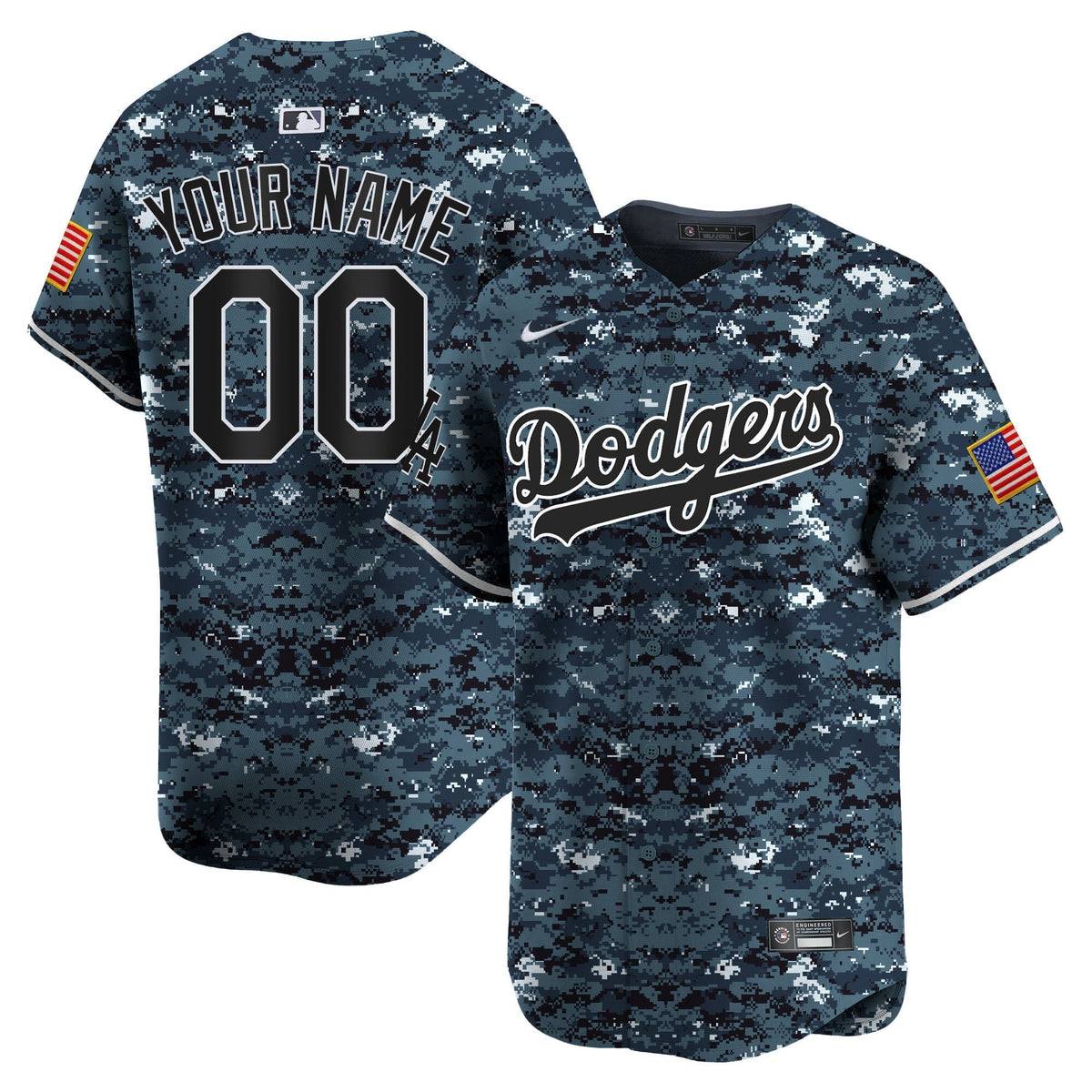 Custom Los Angeles Dodgers USMC Jersey Navy Camo