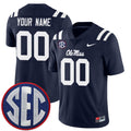 Custom Ole Miss Rebels Jersey Navy