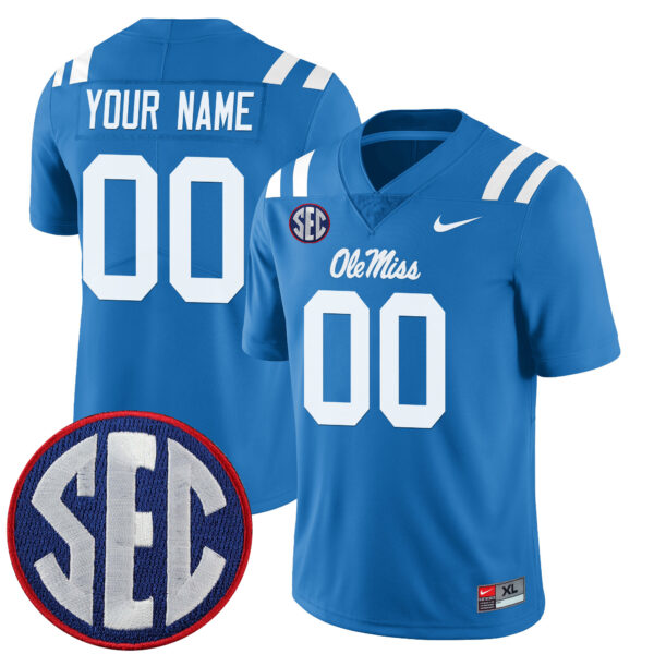 Custom Ole Miss Rebels Jersey Powder Blue