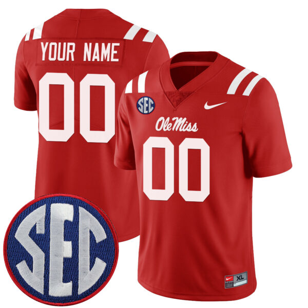 Custom Ole Miss Rebels Jersey Red