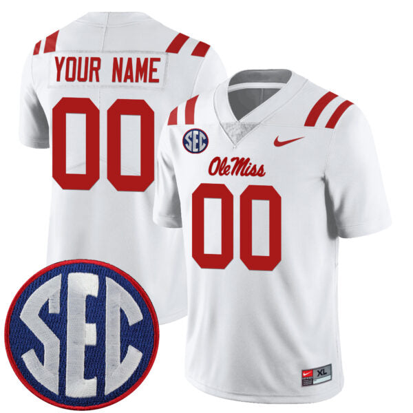 Custom Ole Miss Rebels Jersey White